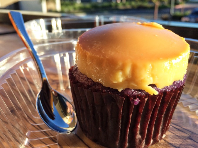 Alas, the ube cupcake with leche flan on top.