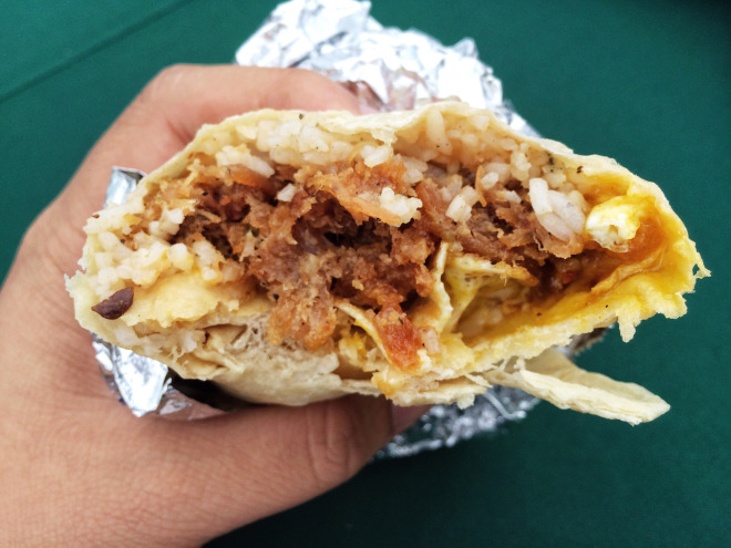 The pork sisig burrito! Photo by me
